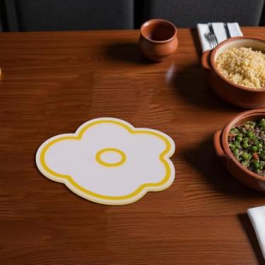 Imagem de Generic 1 peça de porta-copos floral trivet amarelo acrílico 13,5 x 11,5 x 0,3 cm