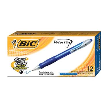 Imagem de BIC Caneta esferográfica Velocity Easy Glide, retrátil, média 1 mm, tinta azul, barril azul translúcido, dúzia