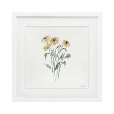 Imagem de Stupell Industries Impressão emoldurada branca botânica Susan de olhos pretos sob vidro, design de Cindy Jacobs, 40,6 x 40,6 cm