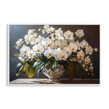 Imagem de Stupell Industries Arranjo de orquídea elegante arte giclée emoldurada branca, design por Franklyn Gregory, 12 x 18