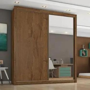 Imagem de Guarda Roupa Solteiro Espelho 2 Portas 4 Gavetas Zurique Móveis Europa