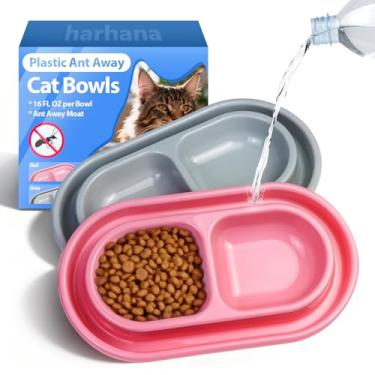 Imagem de Tigela Ant Away para gatos ao ar livre, tigela dupla para animais de estimação com fosso de água, design à prova de derramamento, alimentador de comida e água para gatos ao ar livre – formigas, fácil