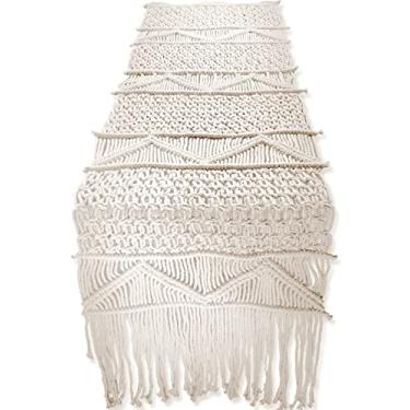 Imagem de SnugLife Macrame Toalha de Mesa Longa | Mesa de Boho | Decoração de Mesa de Casamento | Estilo Vintage de Casa de Campo e Sala de Jantar Boêmio, Off-White, 13"Wx86"L