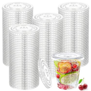 Imagem de Agolctry 200 peças de tampas de plástico descartáveis tampas planas transparentes com ranhura de canudo para copos de 350 g, 473 ml, 590 ml e 680 ml para café, bebidas frias, milkshake e sorvete (PET)