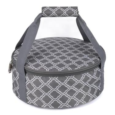 Imagem de Bolsa térmica redonda portátil com isolamento térmico para transporte de tortas e bolos para manter os alimentos quentes/frios/frescos para o almoço, reuniões de festas, churrascos, jantar na igreja