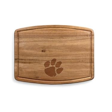 Imagem de PICNIC TIME NCAA Clemson Tigers Tábua de corte de acácia Ovale, conjunto de tábua de charcutaria com ranhura de suco para derramamentos, prato de madeira (madeira de acácia)