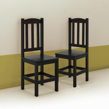 Imagem de Kit 2 Cadeiras Em Madeira Maciça Diamante Preto Sem Estofado