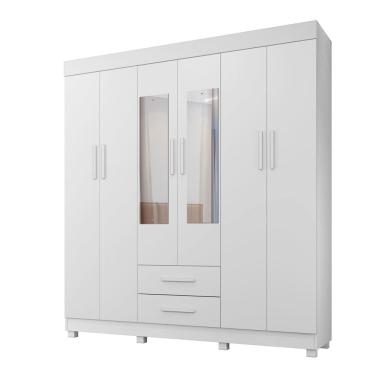 Imagem de Guarda Roupa Leblon 6 Portas 2 Gavetas 7 Prateleiras Com Espelho - Benetil