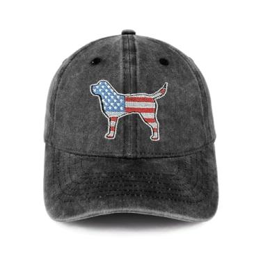 Imagem de Boné de beisebol feminino bordado 3D com bandeira americana para cães pai boné ajustável masculino preto