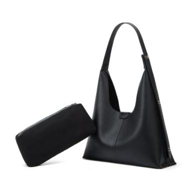 Imagem de Bolsa feminina de couro vegano 2025, bolsas de ombro de outono, bolsa transversal, trabalho, viagem, uso diário, Preto