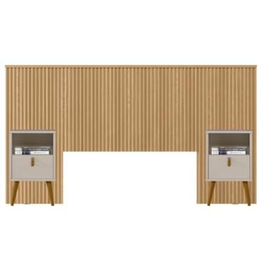 Imagem de Kit Cabeceira Casal 240cm Celine Com Mesa De Cabeceira 01 Gaveta Loreta L05 Carvalho - Lyam Decor