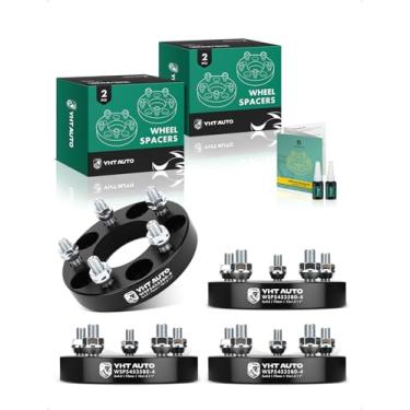 Imagem de YHTAUTO Espaçadores de roda 5 x 4,5 cm para Toyota Camry, RAV4, Tacoma, Honda CR-V, Civic, Accord, Kia Soul, Optima, Forged 5 x 114,3 mm Espaçadores de pneu 1" com parafusos M12 x 1,5 mm furo do cubo de 73 mm, 4 peças, preto
