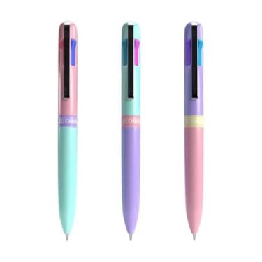 Imagem de Kit 3 Canetas Esferográficas Retrátil 4 em 1 CiS 0.7mm Candy Cores Conjunto Escolar Moderno Escrita