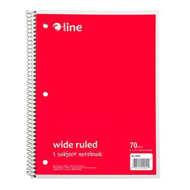 Imagem de C-Line Caderno de 1 assunto, pautado largo, vermelho, caixa com 24 (22044-CT)