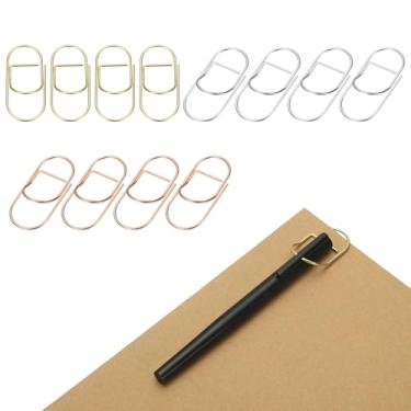 Imagem de PATIKIL 12 clipes de suporte de caneta para caderno, clipe de caneta de metal de 6 x 2,9 cm para prancheta de escritório, jornal, organizadores de mesa de casa, ouro/prata/ouro rosa