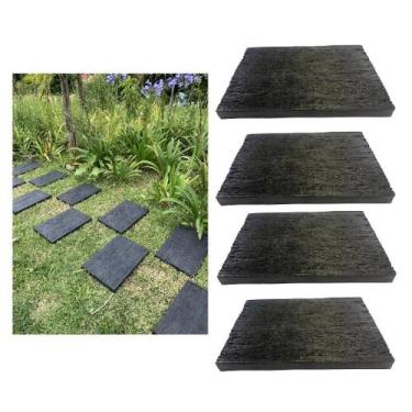 Imagem de Caminho Para Jardim Tronco Tábua Pisante Plástico Kit 4 Preto - JR