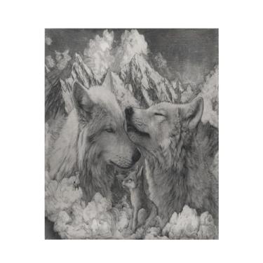 Imagem de ATTX Cobertor de microfibra de veludo com estampa de lobo - Cobertor de cama leve ultra macio para sofá, cama, 127 x 152 cm #150