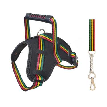 Imagem de Coleira Peitoral Ajustável com Guia para Cães Grandes – Peitoral Resistente com Anti-Puxão para Pitbull Doberman e Raças Fortes (BOB MARLEY,PP)