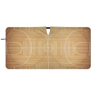 Imagem de ATTX Para-brisa de carro de quadra de basquete - 157.5 cm x 81.3 cm Universal Sun Shield Visor| Acessórios automotivos refletores de calor para proteção do para-brisa dianteiro #180