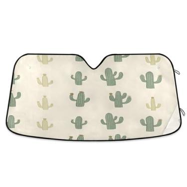 Imagem de SEHANY Pára-brisa de carro cacto planta verde para-sol dobrável janela frontal protetor de viseira solar para carro, SUV, caminhão - Mantenha o veículo fresco, 137 x 81,5 polegadas