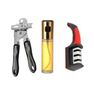 Imagem de Kit Com Abridor De Latas, Amolador De Facas E Borrifador Spray De Azeite