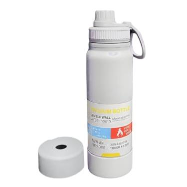 Imagem de Garrafa Térmica Squeeze 800ml, Aço Inox, Parede Dupla com Isolamento a Vácuo, Tampa Rosquear com Vedação Hermética, Alça Integrada, Livre de BPA (Branco)