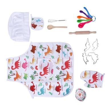 Imagem de Naroote Dinosaur Kids Baking Set Ferramentas de Cozinha Completas para Meninas Brinquedos de Dramatização para Crianças, Avental Lavável Não Tóxico e Luva de Forno para Meninas Em Idade Pré-escolar