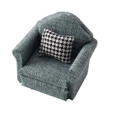 Imagem de TTETTZ Miniatura de sofá, modelo de mini poltrona de tecido, mini sofá de brinquedo infantil para casa de bonecas em escala 1/12, Verde Escuro