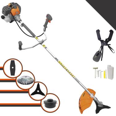 Imagem de Roçadeira Profissional Tekna RL520-P Motor 2 Tempos 52cc 10.000rpm 2HP de Potência Com Carretel e Faca 3 Pontas + Faca 2 Pontas + Escova de Aço