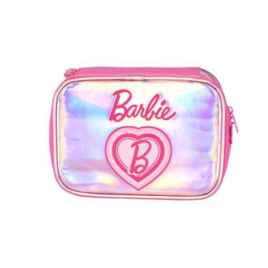 Imagem de Estojo Barbie Holográfico Box Meninas Infantil Escolar Lápis, Pink