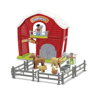 Imagem de Brinquedo Fazendinha 21 Peças, Vermelho, Plástico, 33,5x18x35,5cm, com Animais e Acessórios, 3+ Anos