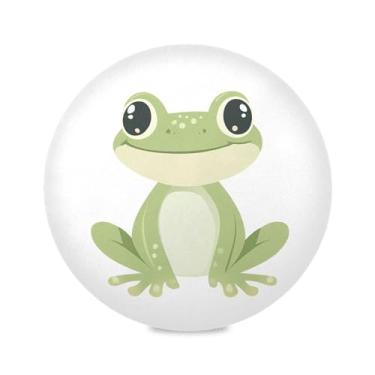 Imagem de xigua Jogo americano redondo de sapo verde fofo para mesa de jantar, tapetes de mesa antiderrapantes laváveis e resistentes ao calor para decoração de festa, cozinha, jantar