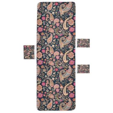 Imagem de STAYTOP Capa de toalha para espreguiçadeira de flores retrô estilo paisley, capa macia para espreguiçadeira, capas de cadeira de praia com bolsos para jardim, pátio, pátio, banhos de sol, gramado, 215