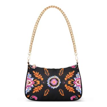 Imagem de CEBUGI Bolsas transversais femininas bolsa de ombro boho floral bolsa clutch elegante com alça de corrente