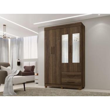 Imagem de Roupeiro Copacabana New 4 Portas 2 Gavetas e Espelho Benetil, Imbuia