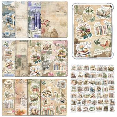 Imagem de Rngmsi Inserção de cartolina para capa transparente – 12 peças de inserções vintage de livros de leitura compatíveis com Kindle Paperwhite de 11 a 12 anos, 50 peças de adesivos de flores para leitor