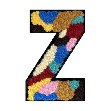 Imagem de 1 PÇ Patch de letra de chenille de ferro de camuflagem de 11,4 cm – Remendos do alfabeto para roupas, jaquetas, mochilas, chapéus para decoração personalizada, nome personalizado e artesanato. (Z)