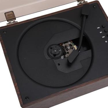 Imagem de Jiawu Leitor de CD, Leitor de Música de CD de Madeira Retro, Alto-falantes Estéreo Duplos Integrados, 2000mAh Recarregável e Controle Remoto, Suporta USB/AUX/Tipo C (Noz Marrom)