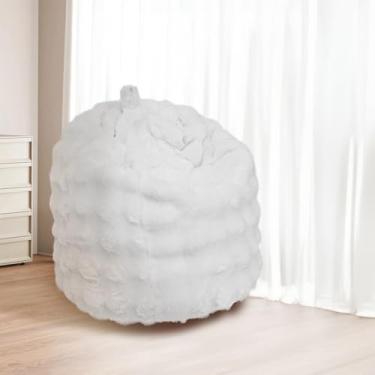 Imagem de Capa de cadeira de pufe de pele sintética de coelho (sem enchimento) Capa de pufe confortável de pele sintética fofa para organizar brinquedos de pelúcia ou saco de feijão bolha têxtil decoração de