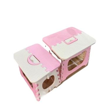 Imagem de Banqueta Dobrável de Plástico Resistente até 100kg | Banquinho Portátil para Viagem, Camping e Casa(ROSA,Adulto)