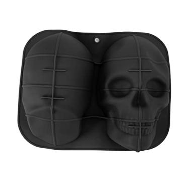Imagem de HEEPDD Molde de Cozimento de Cabeça de Caveira, Molde de Bolo de Cabeça de Esqueleto de Silicone Macio Com Design Reutilizável Flexível Antiaderente para Forno, Micro-ondas, Geladeira, (Preta)