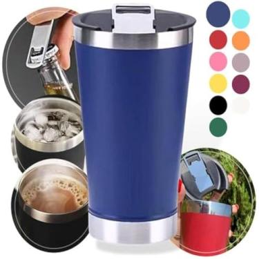 Imagem de Copo isolado para cerveja com abridor de garrafas,divertido - Cores sortidas