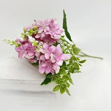 Imagem de Flores artificiais de mandioca e lírio do vale - flores falsas de seda realistas para decoração de casa, duráveis e realistas (rosa rosa)