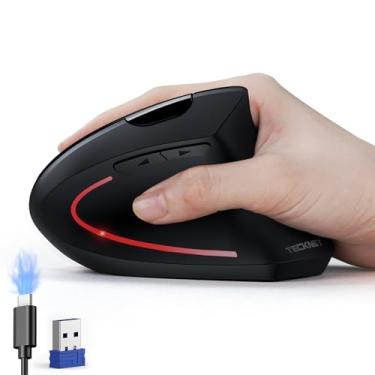 Imagem de TECKNET Mouse ergonômico, mouse Ergo vertical recarregável, sem fio, silencioso 2,4 GHz, 6 botões, mouse óptico para túnel do carpo