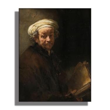 Imagem de OKRA Arte de parede em tela Rembrandt - pôsteres de autorretrato como o apóstolo Paulo - Pintura de retrato - adequada para estúdios de arte, banheiros e livrarias. Sem moldura. 12 x 16 pol/30 x 40 cm