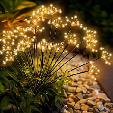 Imagem de Pacote com 2 lâmpadas solares de jardim, à prova d'água, com explosão estelar, luzes solares ao ar livre, para quintal, pátio, passarela, festa, casamento, decoração, presentes exclusivos para
