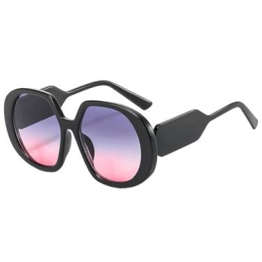 Imagem de HCHES Óculos de Sol Femininos Redondos com Estampa Degradê de Leopardo Retrô de Luxo, Armação Grande, Moda Masculina, Proteção UV400 (Preto, Cinza, Rosa)