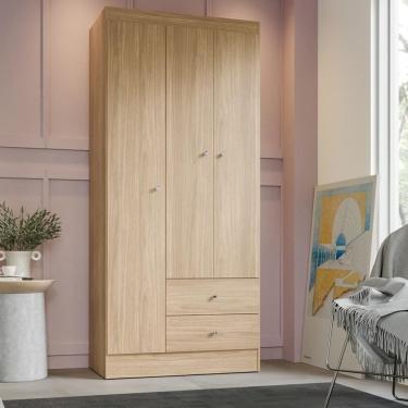 Imagem de Guarda Roupa Solteiro 3 Portas 2 Gavetas Venti - Freijó