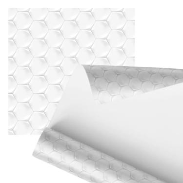 Imagem de Papel de Parede Hexagonal, Branco, Decorativo, 2,80 Metros, Padrão Geométrico, Autoadesivo