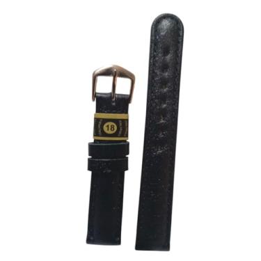 Imagem de Pulseira de Couro Genuíno 18mm Social Preta Italypull Super Macia | Reposição Premium + par de Pinos Inclusos